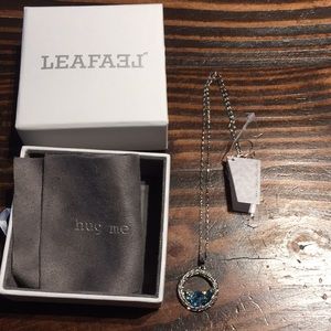 Leafael Necklace with blue Swarovski Crystals, NWT